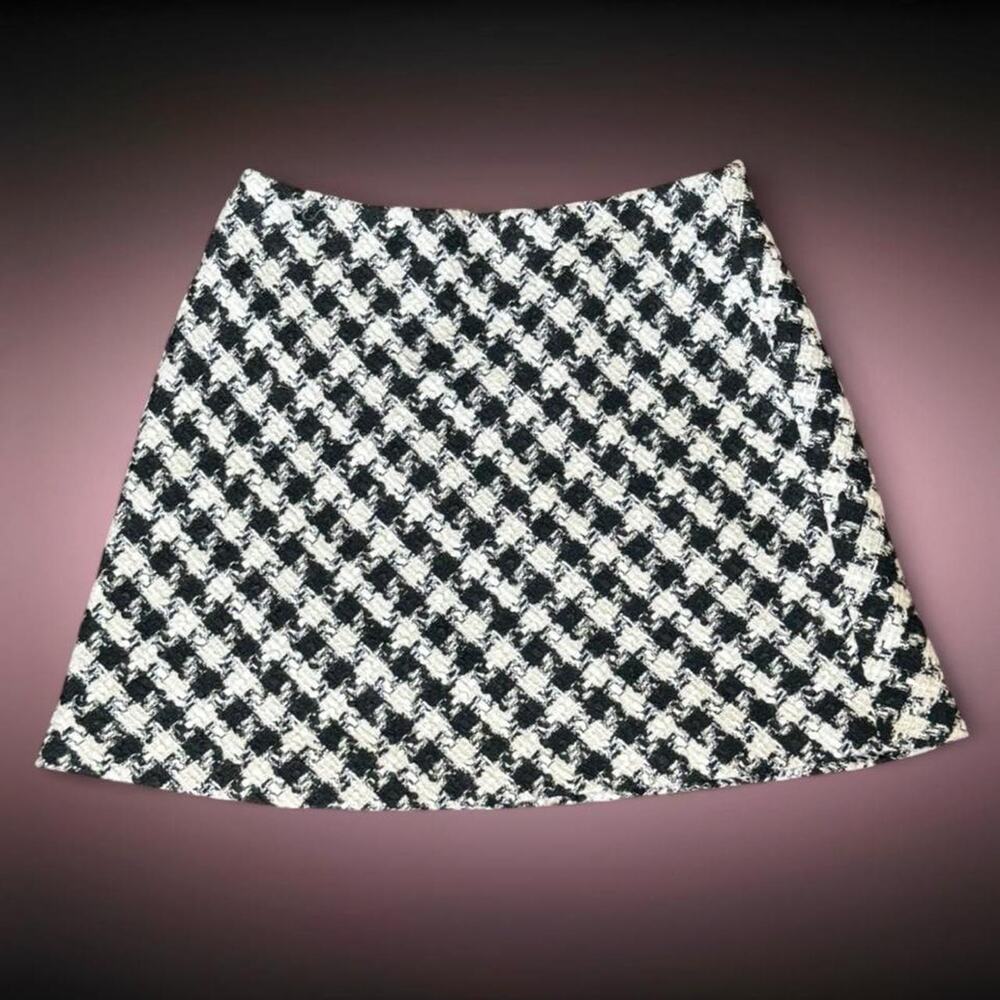 Zara preppy chic houndstooth work office mini skirt